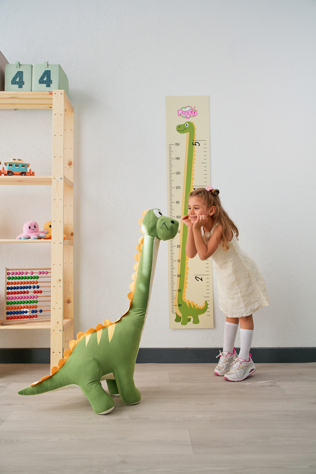 Pufu Toys Dinozor Peluş Yastık Oyuncak Yeşil (1 METRE) fotoğrafı 2 (önizleme)