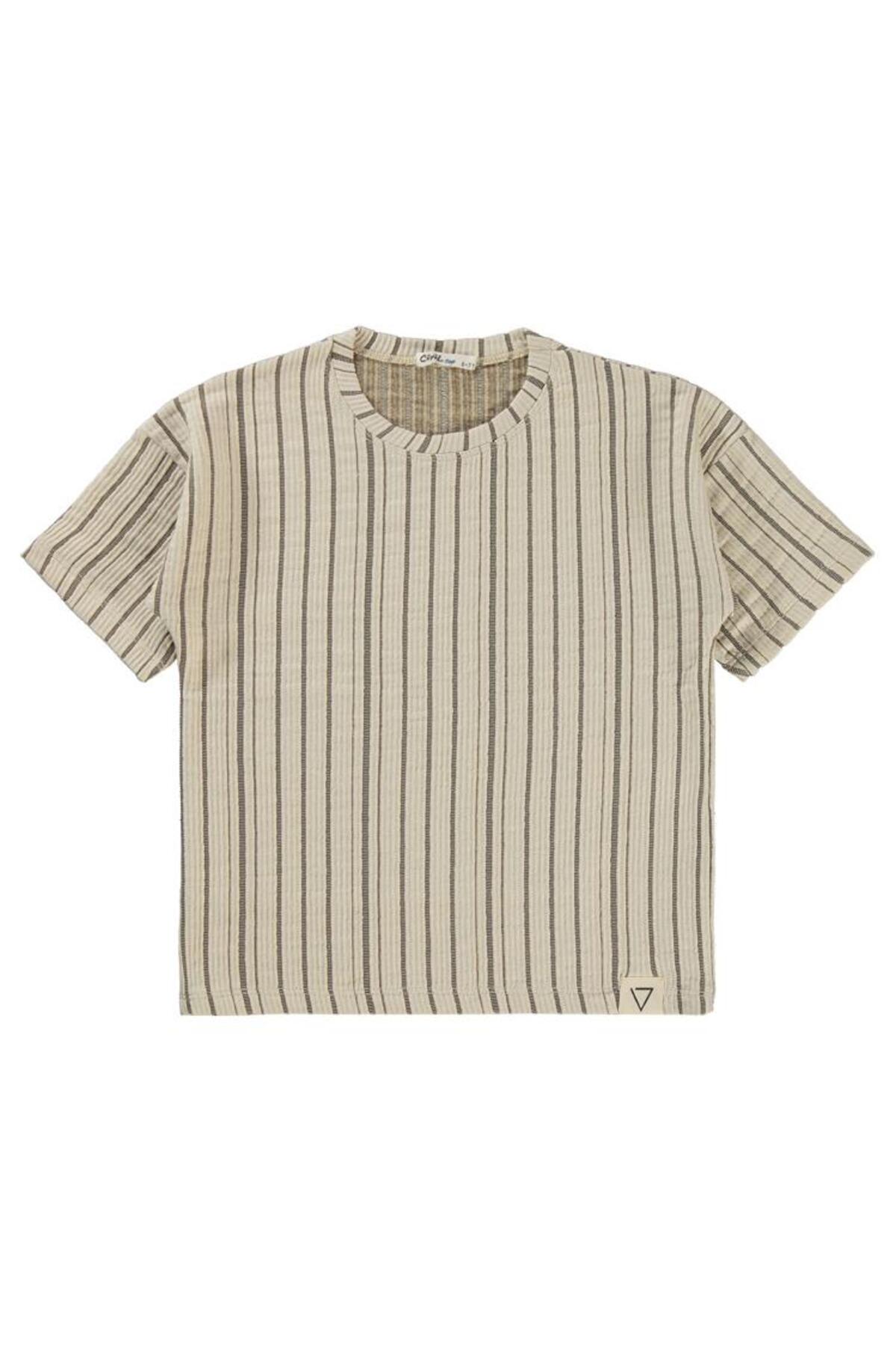 Civil Boys Kendinden Patterned T-Shirt for Ages 6-9 - Brown