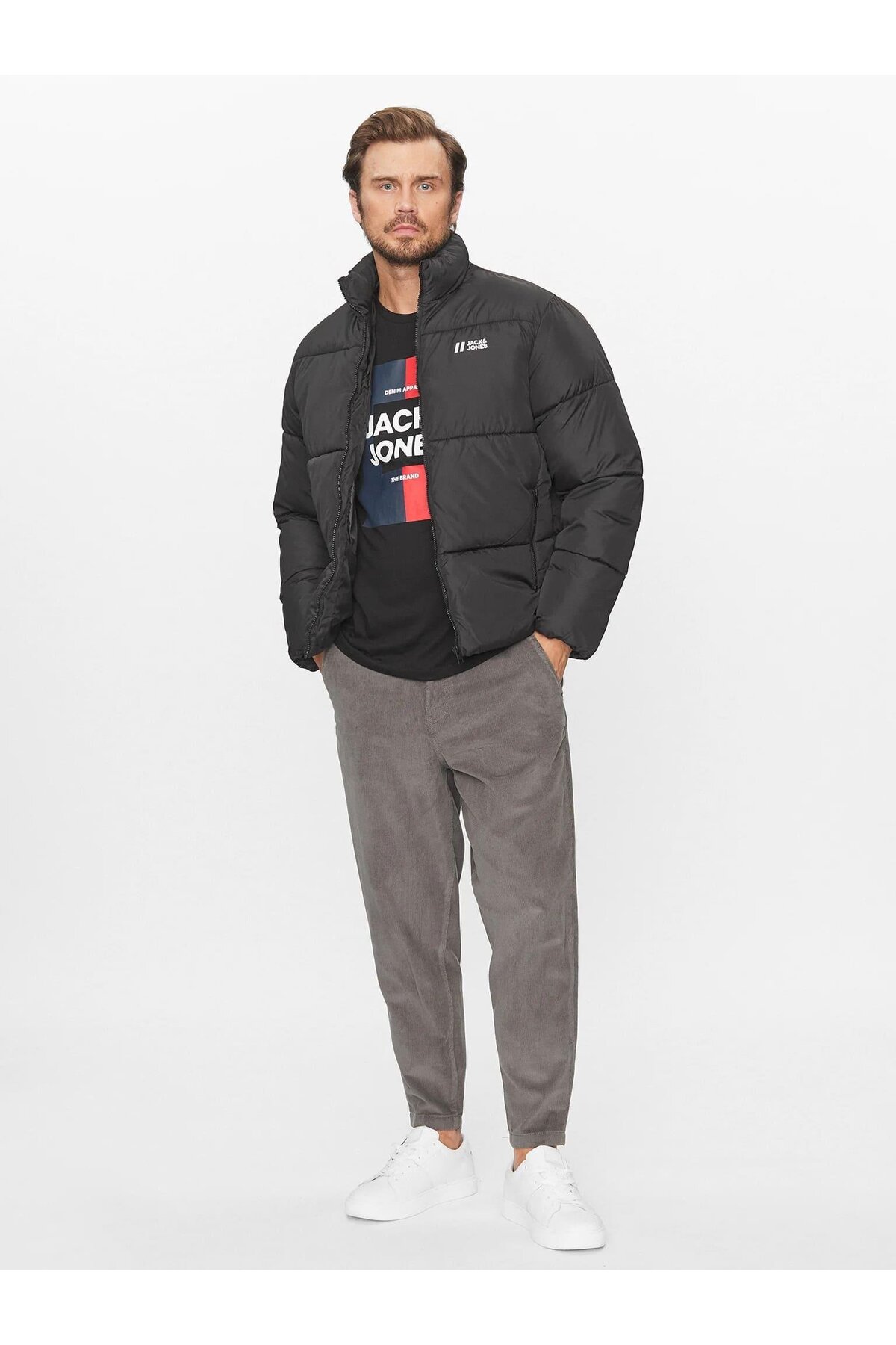 کاپشن مردانه راسته آستین بلند | جک اند جونز Jack & Jones 12238745 black - تصویر 4