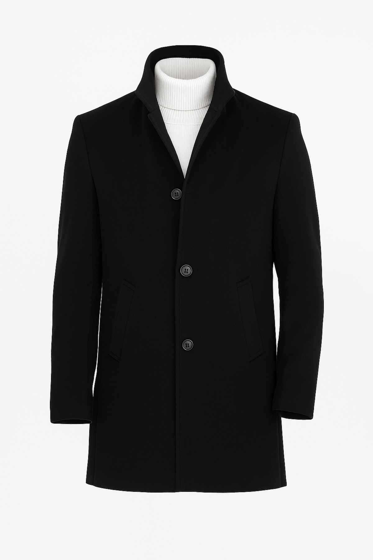 مرو لایف پالتو بلند کشمیری مردانه یقه ایستاده مشکی