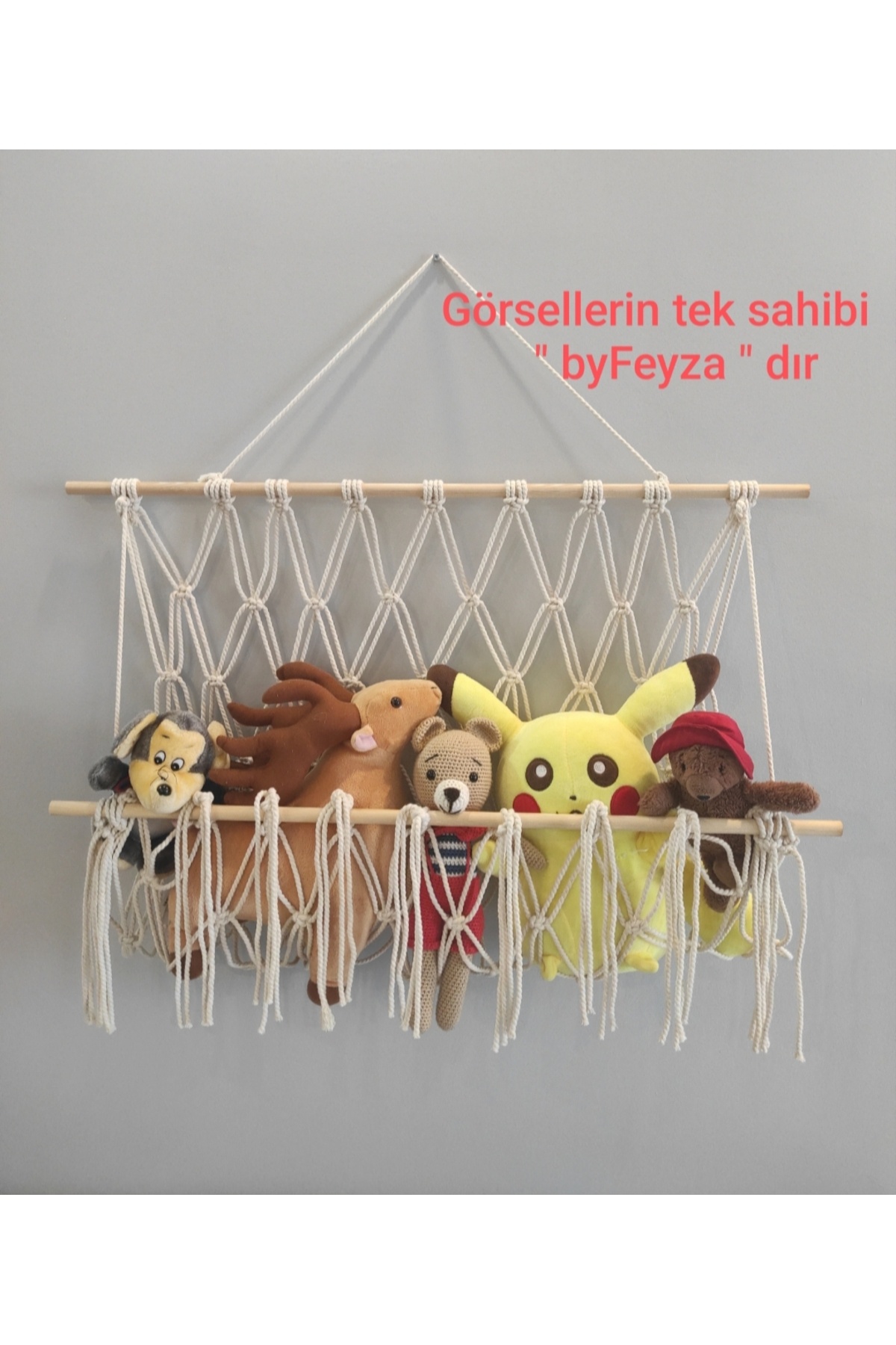 byFeyza Peluş Oyuncak Askısı-oyuncak Hamağı-çocuk Odası Düzenleyici (70 CM ÇUBUK ILE)