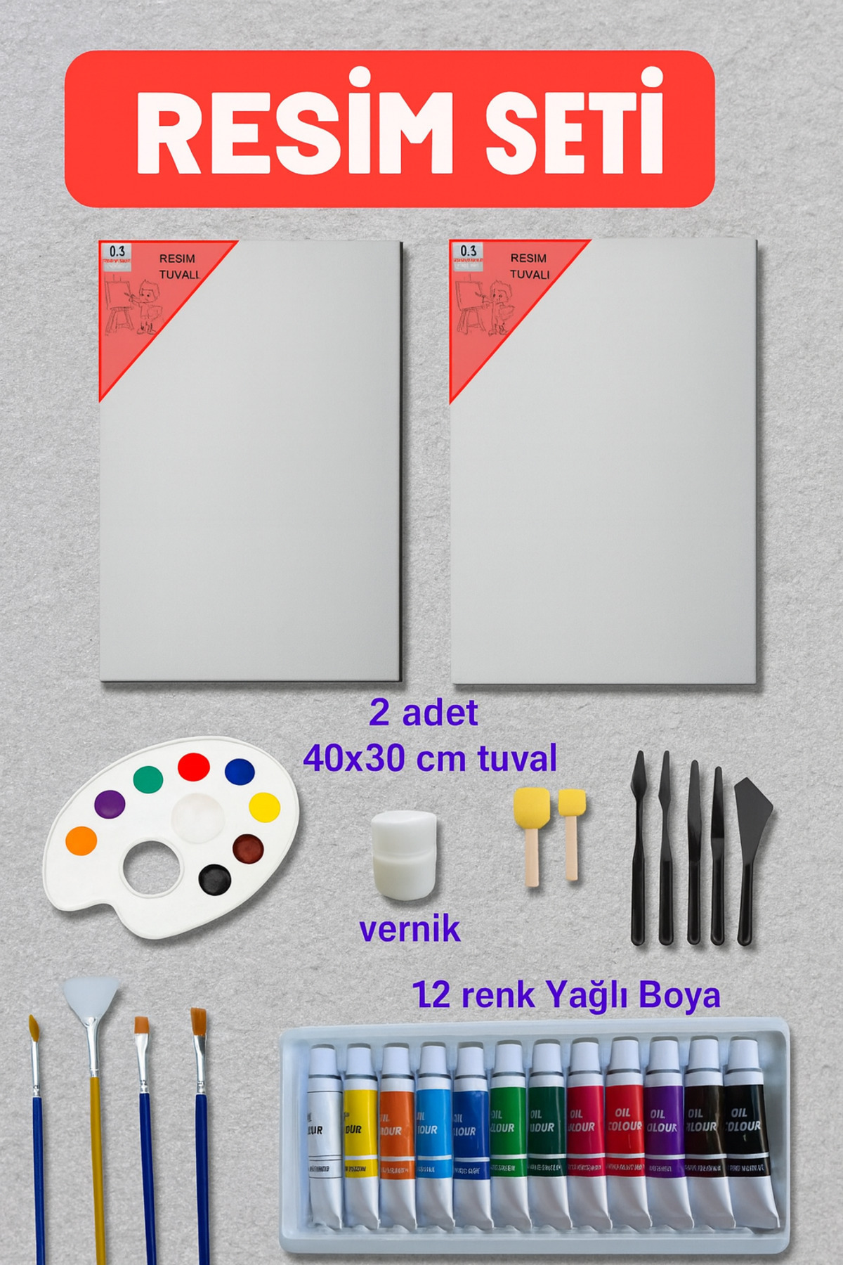 O&S Oyun ve Sanat Eğlen-Üret Yağlı Boya Resim Seti - Tuval Resim başlangıç seti, tüval ressam seti