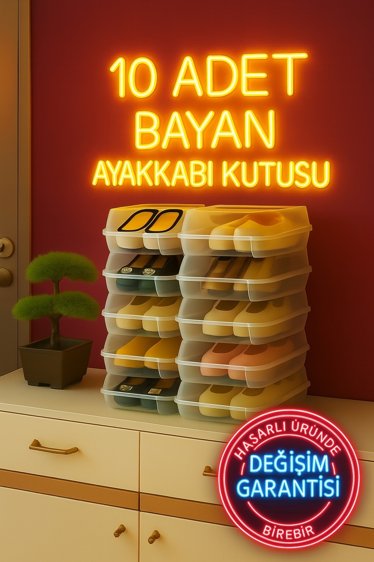 wilseder 10'lu Şeffaf Ayakkabı Kutusu