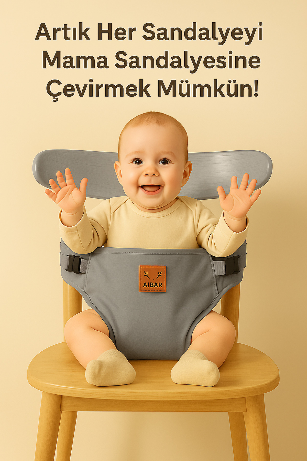 AİBAR Bez Mama Sandalyesi | Portatif Seyahat Bebek Ana Kucağı Yemek Oturağı