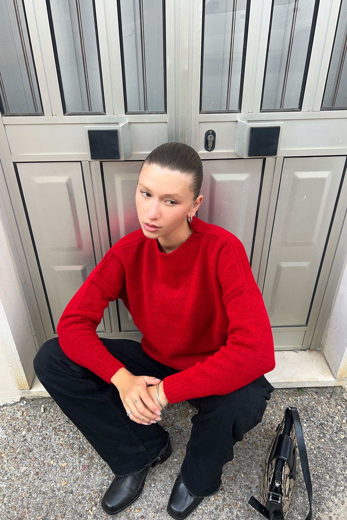 CHUBA  Kadın Bisiklet Yaka Yumuşak Dokulu Triko Kazak Kırmızı 26W3032 - Görsel 2