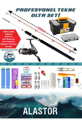 ALASTOR Tam Takım Profesyonel Tekne Olta Seti 150cm Deniz Olta Seti Hazır Olt...