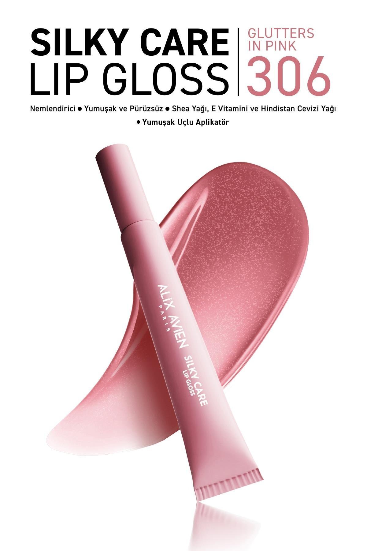 Alix Avien Dolgun Gürünüm ve Nemlendirici Etkili Dudak Parlatıcısı - Silky Care Lipgloss 306 Glutters In Pink
