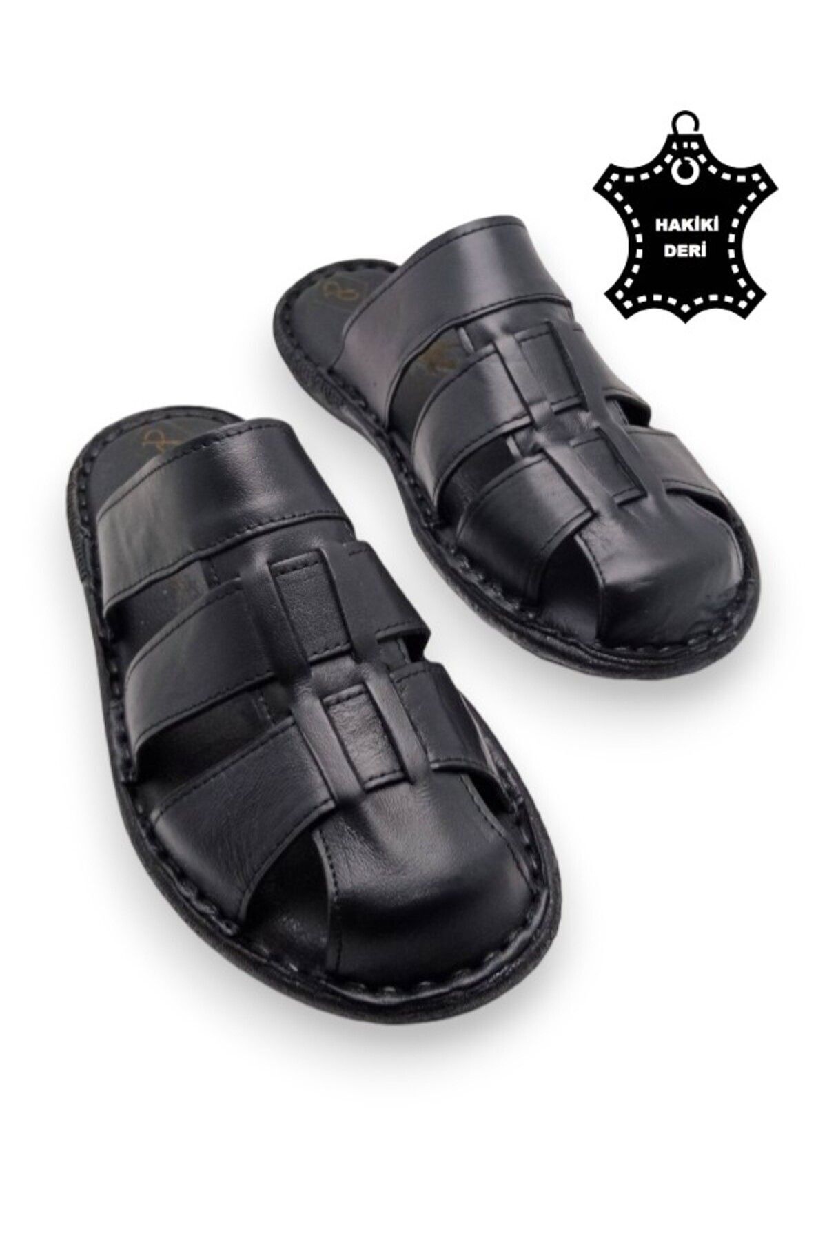 MAGIC SHOES Tamamen Hakiki Deri Ve Topuk Yastıklı Sistemli Ortopedik Erkek Terlik. görsel 4