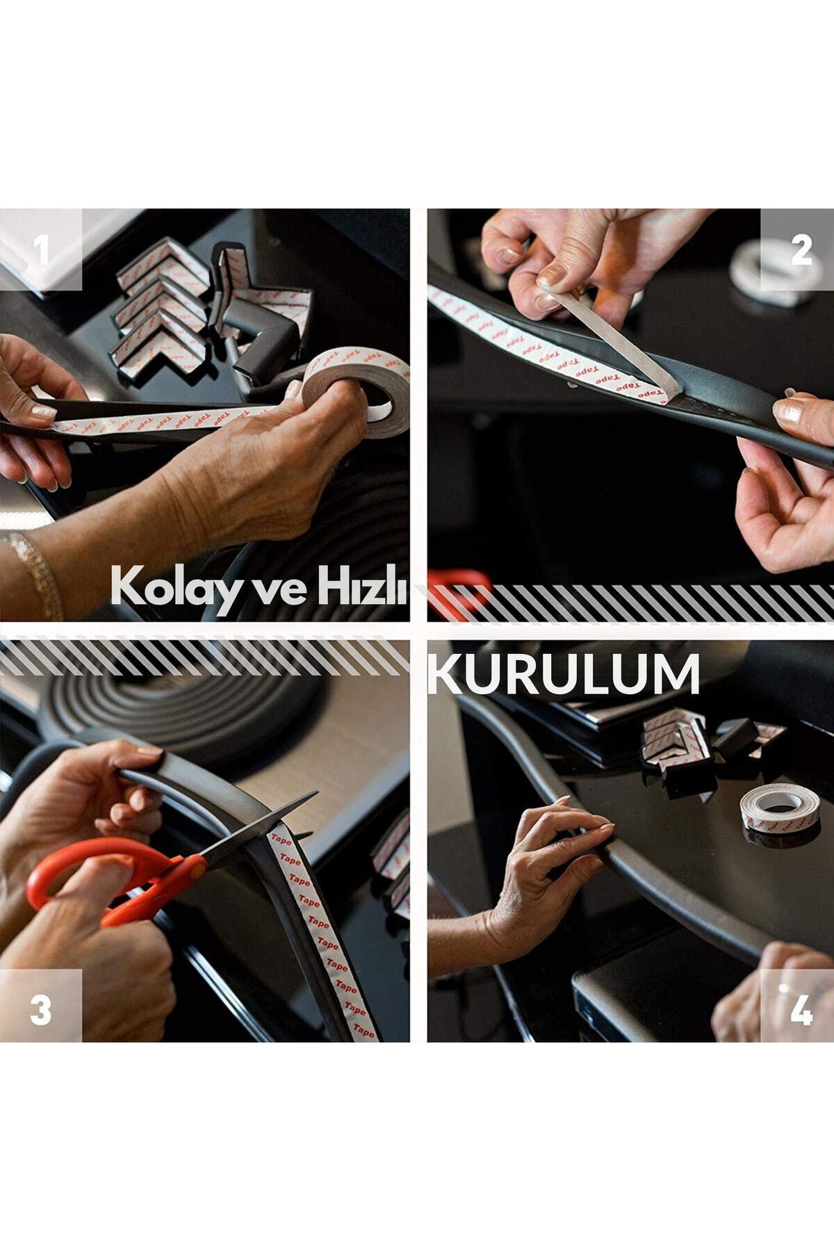 Miningaa 3M Marka Bant 10 Metre Kenar Koruyucu + 10 Adet Mat Siyah Köşe Koruyucu Esnek Ve Yumuşak Kauçuk fotoğrafı 6 (önizleme)