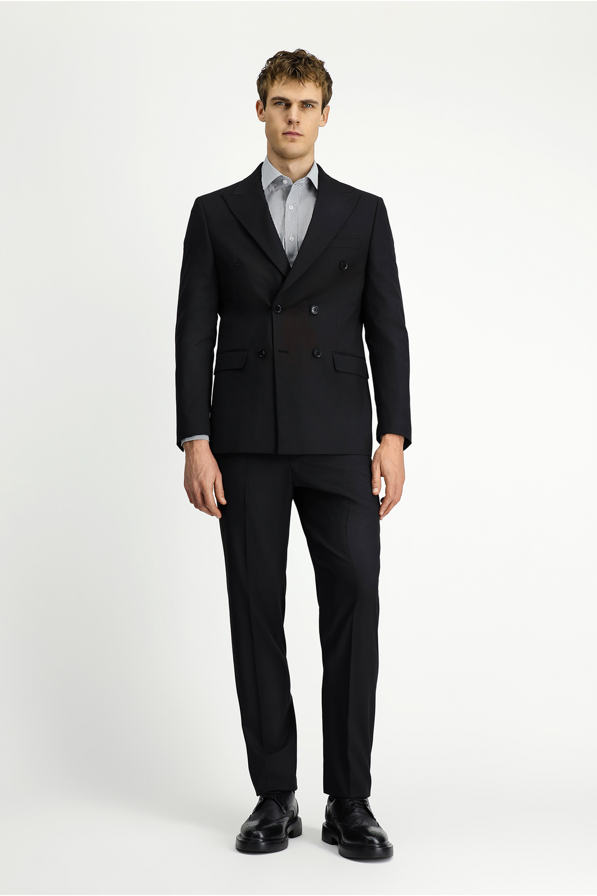 کیگیلی کت و شلوار پشمی راه راه دو دکمه سایز معمولی