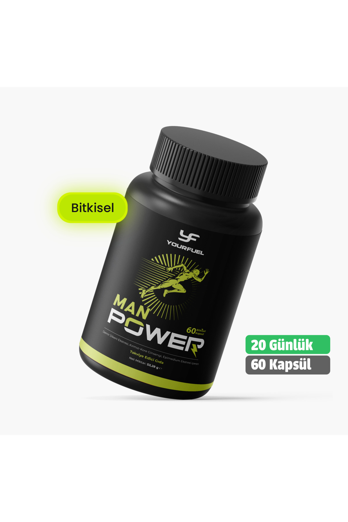 yourfuel Manpower 20 Günlük | 60 Adet | Erkek Takviyesi | Bitkisel Içerikli