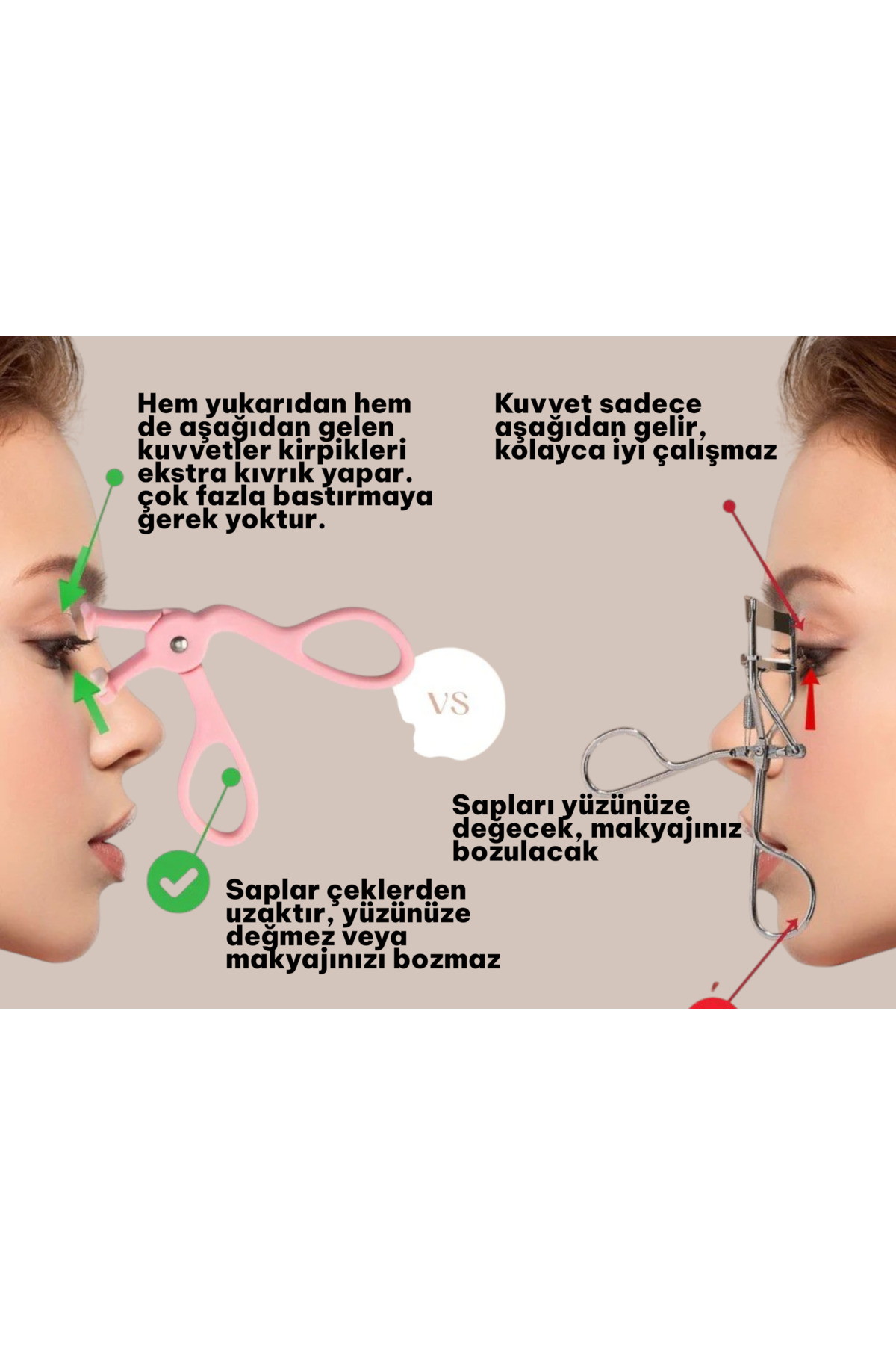 Profesyonel Kirpik Kıvırıcı Makina + 6 Adet Yedek + Kirpik Tarağı, Zararsız, Kırılmaz — مشکی KİRPİK KIVIRICI SET — تصویر 2 از 8
