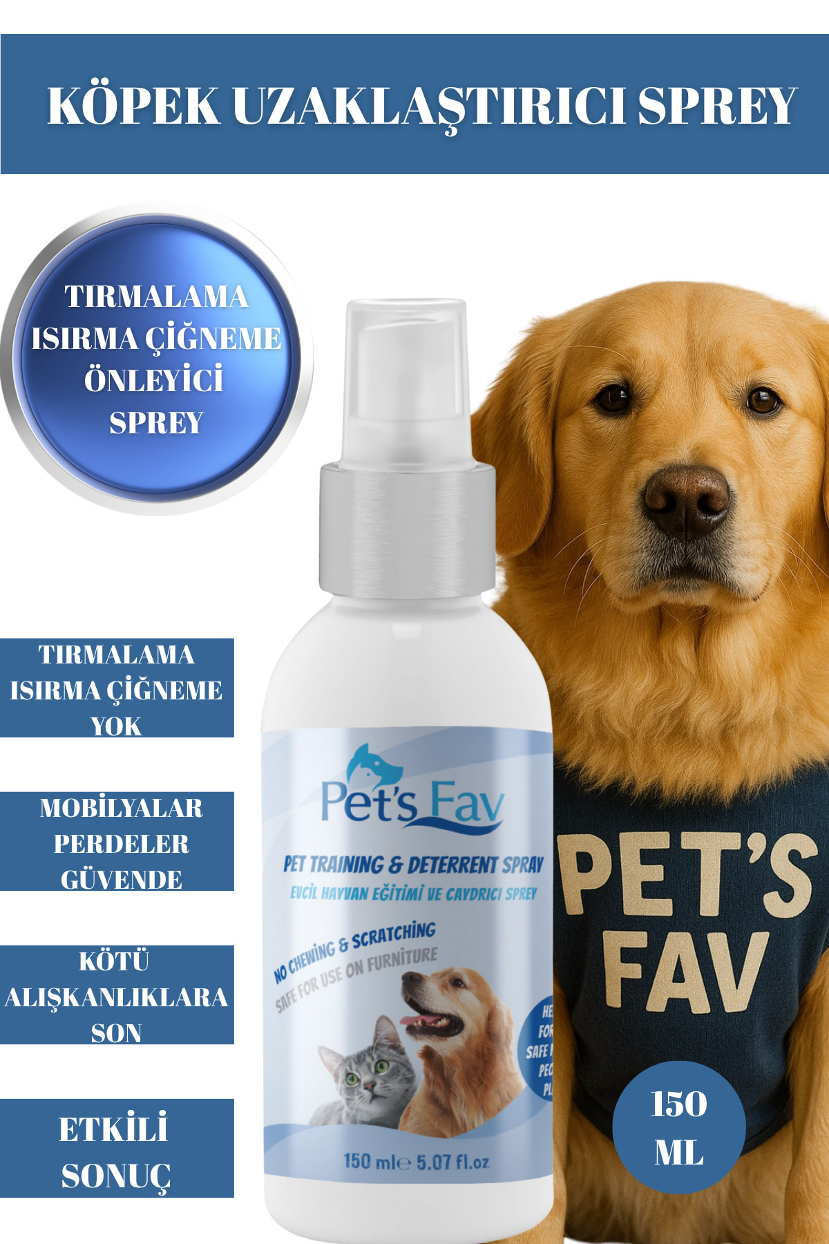 Pets Fav Köpek Uzaklaştırıcı , Caydırıcı, Tırmalama Ve Isırma Önleyici Doğal Tuvalet Eğitim Spreyi