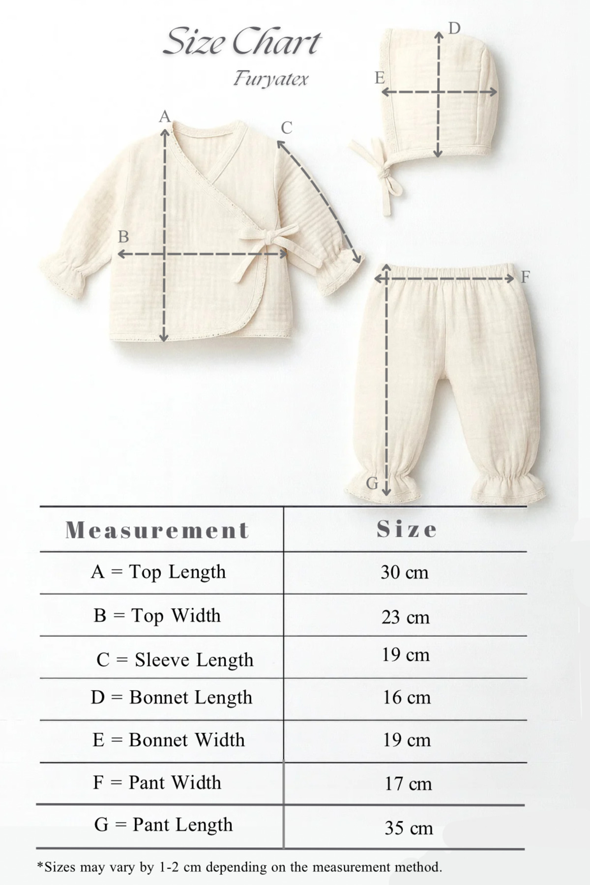 FURYATEX Organik Pamuk Müslin 3’lü Bebek Seti Çift Katlı Müslin Yeni Doğan Takım – %100 Pamuk fotoğrafı 7 (önizleme)