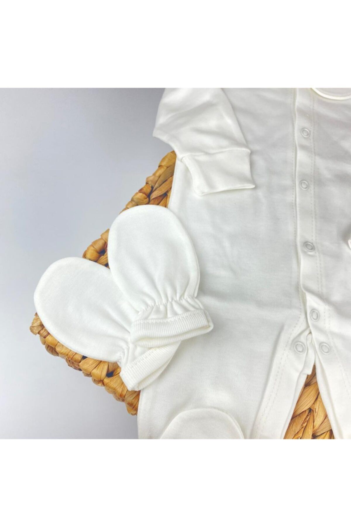 BEBERAZZİ Önden Çıtçıtlı Bebe Yaka Hastane Çıkışı Yenidoğan Tulum Mevlüt Set - Ekru fotoğrafı 3 (önizleme)