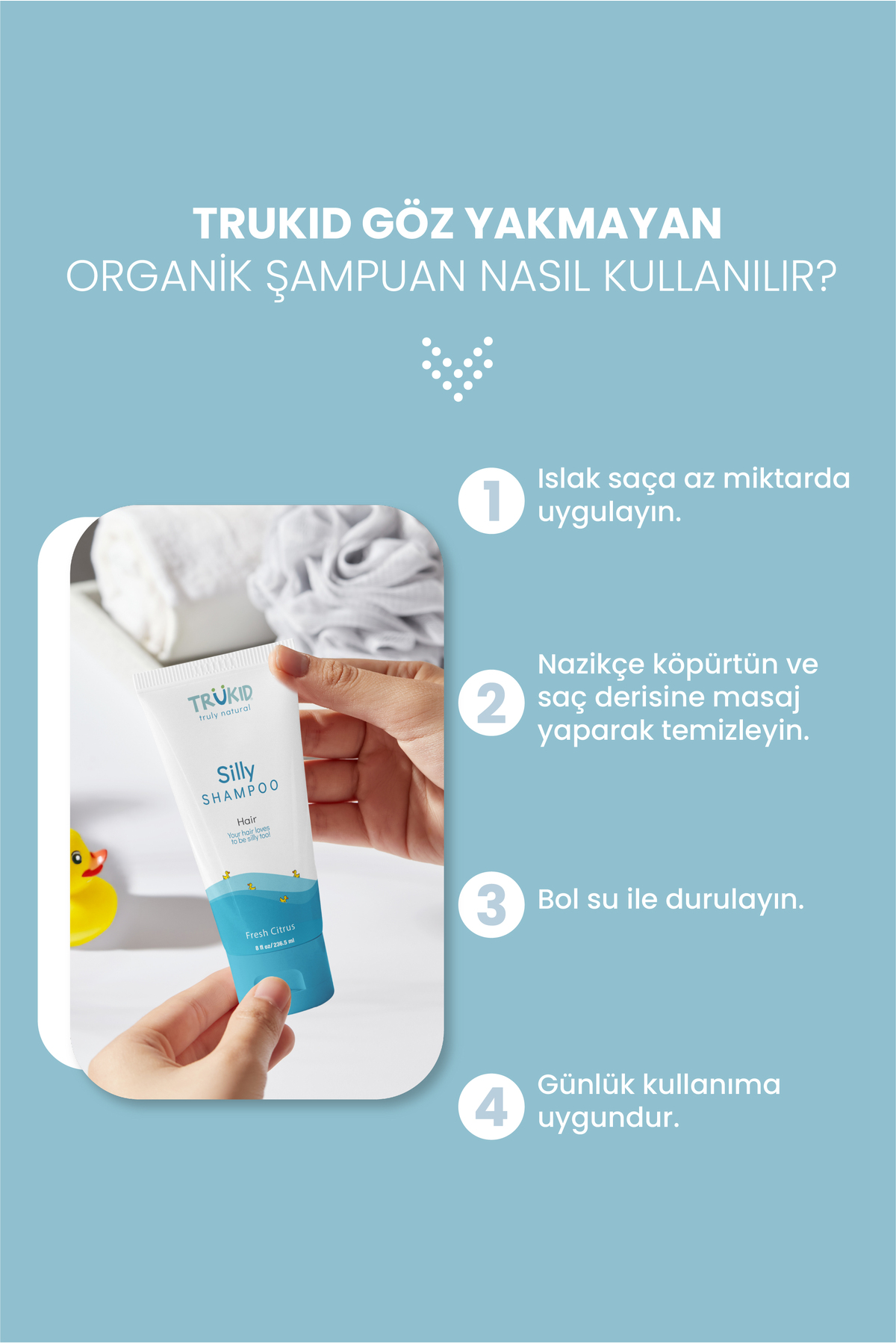 Trukid Göz Yakmayan Organik Şampuan 236.5 ml - Silly Shampoo fotoğrafı 4 (önizleme)
