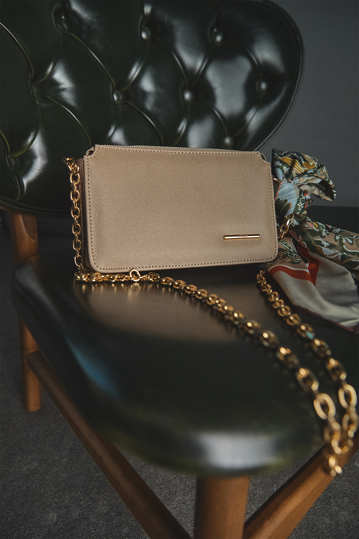 کیف دوشی چرم مصنوعی چند قسمتی با بند زنجیری Setrms