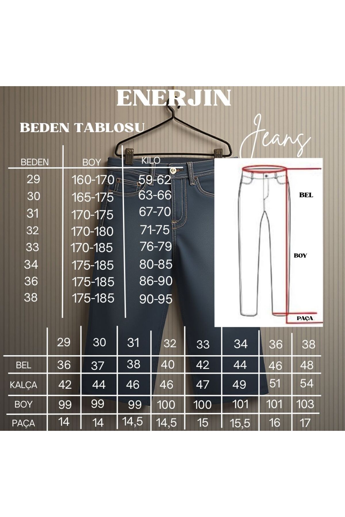 ENERJİN Erkek Slim Fit Likralı Kot Pantolon Kahve Tintli Tırnaklı görsel 5