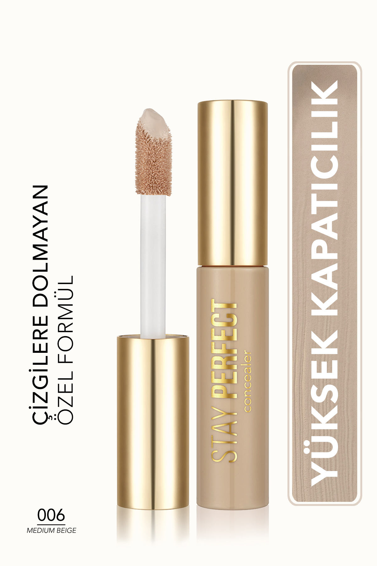 Flormar Doğal Bitişli Kapatıcı (SOĞUK ALT TON) - Stay Perfect Concealer - 006 Medium Beige - 8682536085540