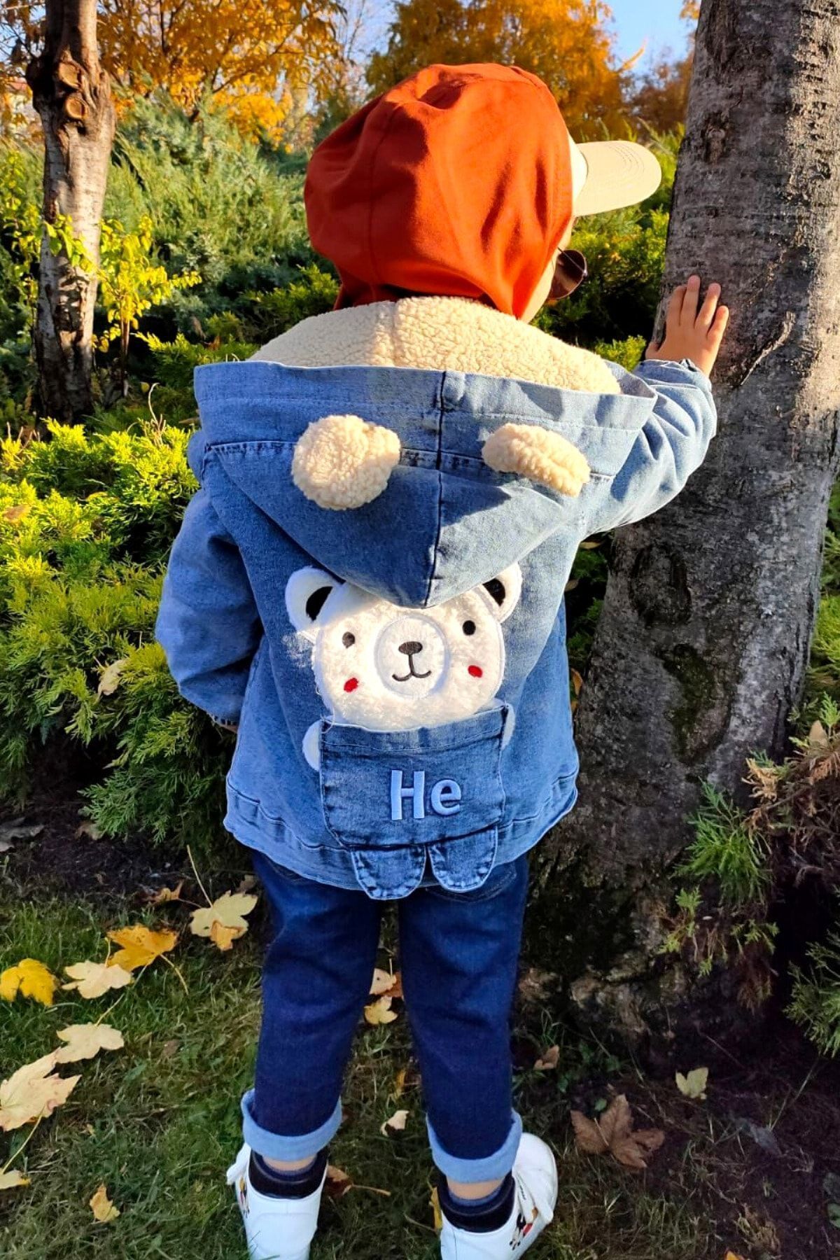 ELAFOR Çocuk Kot Mont Kot Ceket Içi Welsoft Kürklü Arka Detay Aplike Nakış fotoğrafı 7 (önizleme)