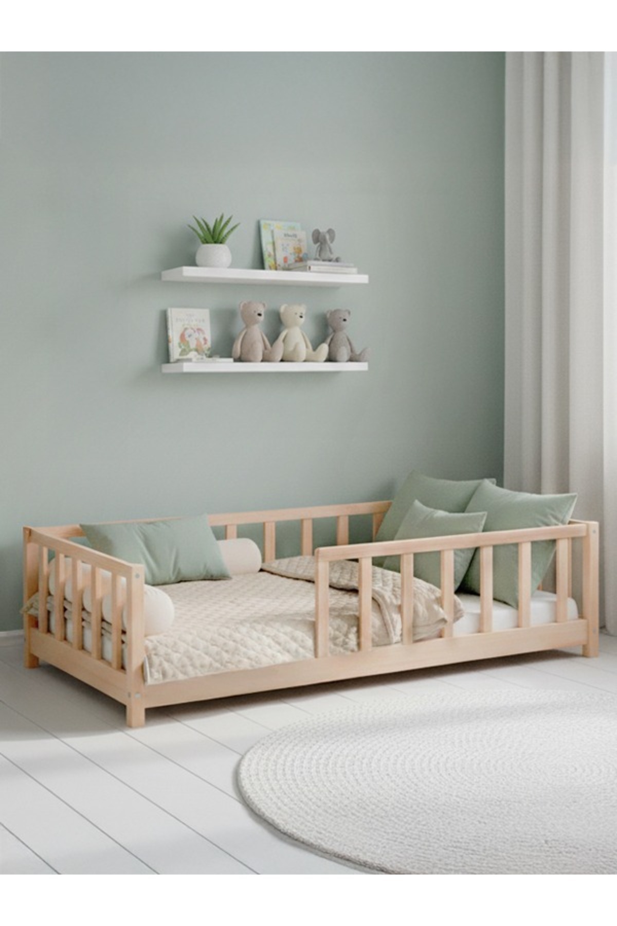 Kukka Kfb620 Doğal Ahşap Yer Yatağı - Karyola 90x200cm