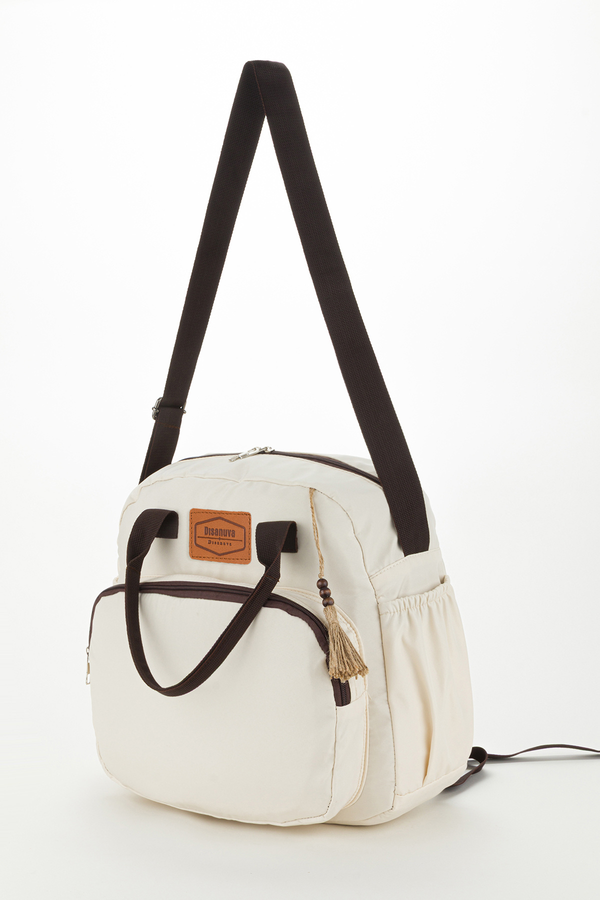 Halk Sepeti Anne Bebek Bakım Sırt ve Omuz Çantası Püsküllü Model Su Geçirmez Geniş Termal Biberon Gözlü fotoğrafı 3 (önizleme)