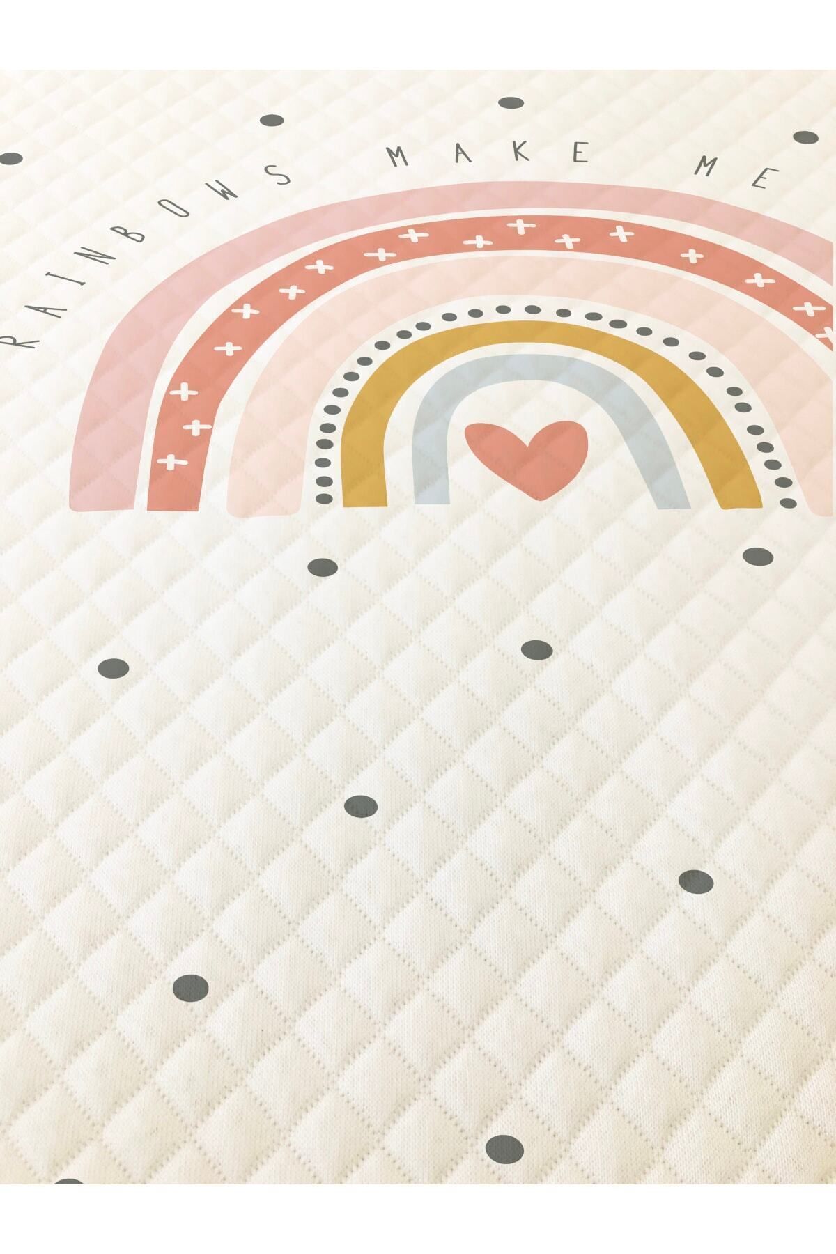 Evmila Gökkuşağı Desenli Bebek Ve Çocuk Baskılı Tek Kişilik Pike Takımı 160x230 Beyaz fotoğrafı 6 (önizleme)