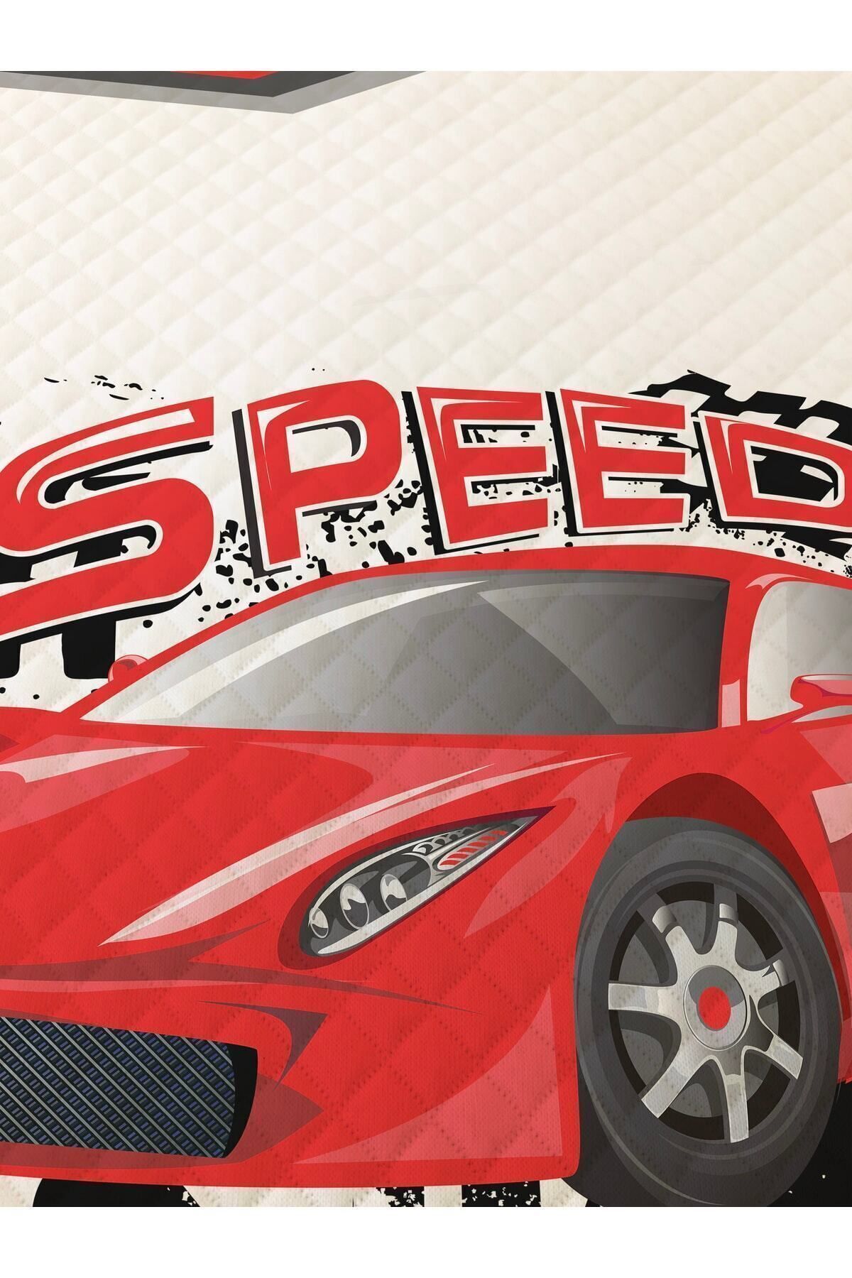 Evmila Kırmızı Araba Desenli Bebek Ve Çocuk Baskılı Tek Kişilik Pike Takımı 160x230 Beyaz fotoğrafı 4 (önizleme)