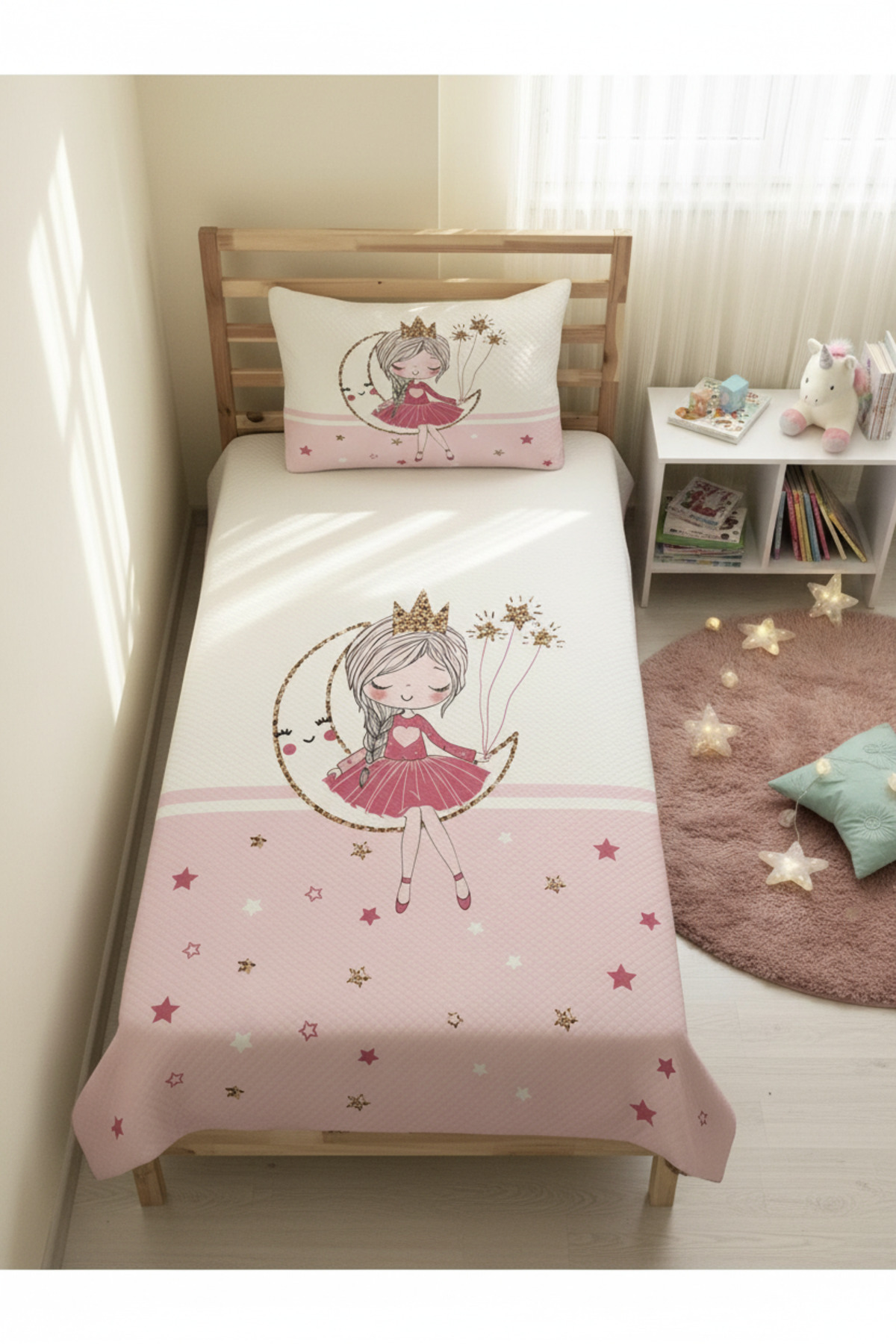 Evmila Aykız Desen Tek Kişilik Çocuk Pike Takımı 160x220 cm fotoğrafı 2 (önizleme)