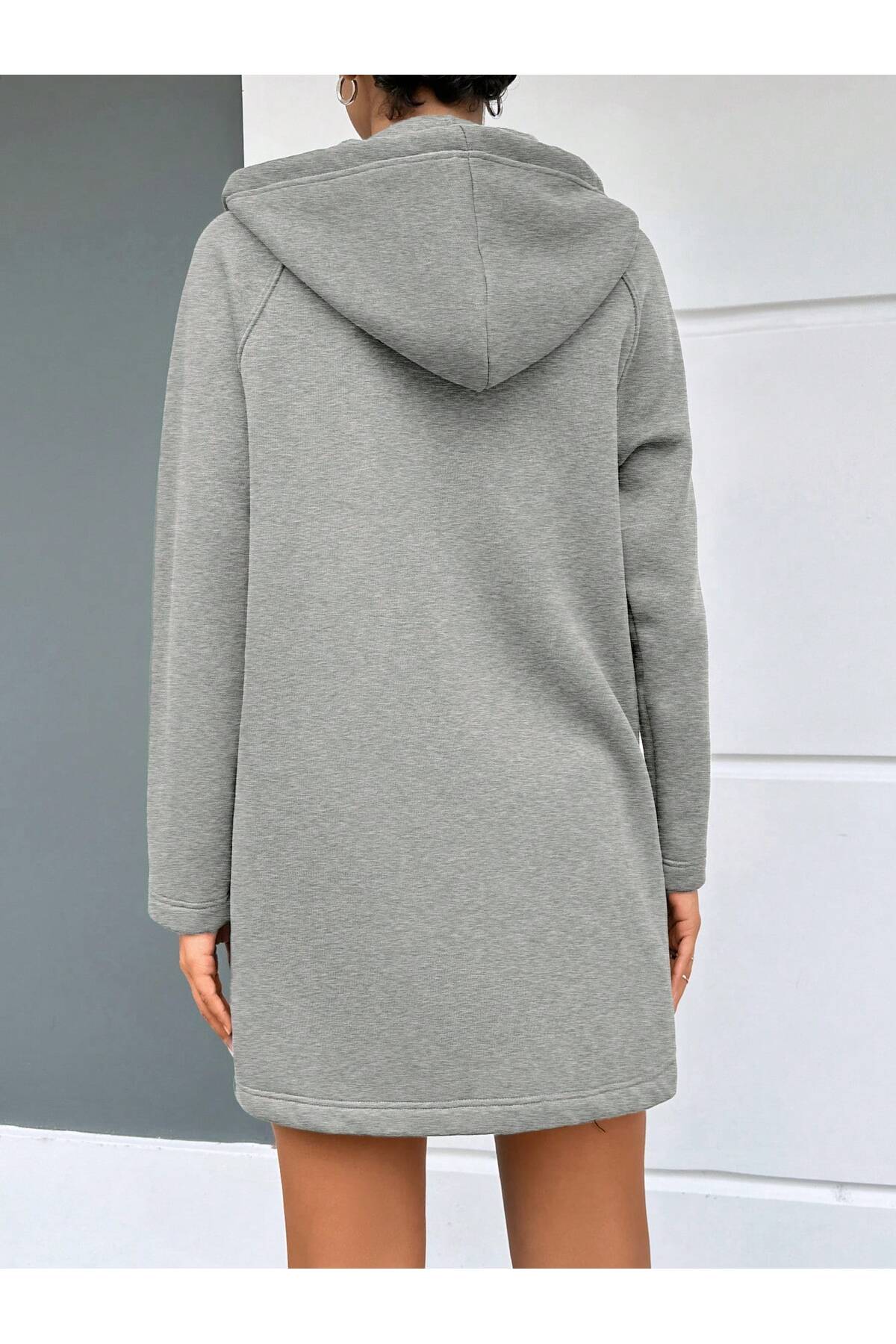 Mood Lab  Kadın Fermuarlı Kapüşonlu Sweatshirt Hoodıe - Görsel 4