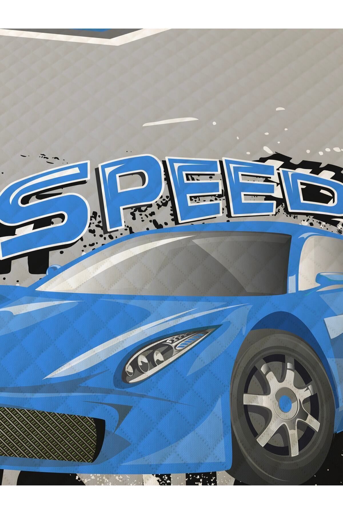 Evmila Mavi Araba Desenli Bebek Ve Çocuk Baskılı Tek Kişilik Pike Takımı 160x230 Gri fotoğrafı 4 (önizleme)