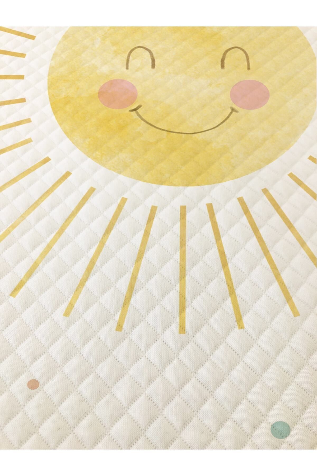 Evmila Güneş Desenli Bebek Ve Çocuk Baskılı Tek Kişilik Pike Takımı 160x230 Beyaz fotoğrafı 5 (önizleme)