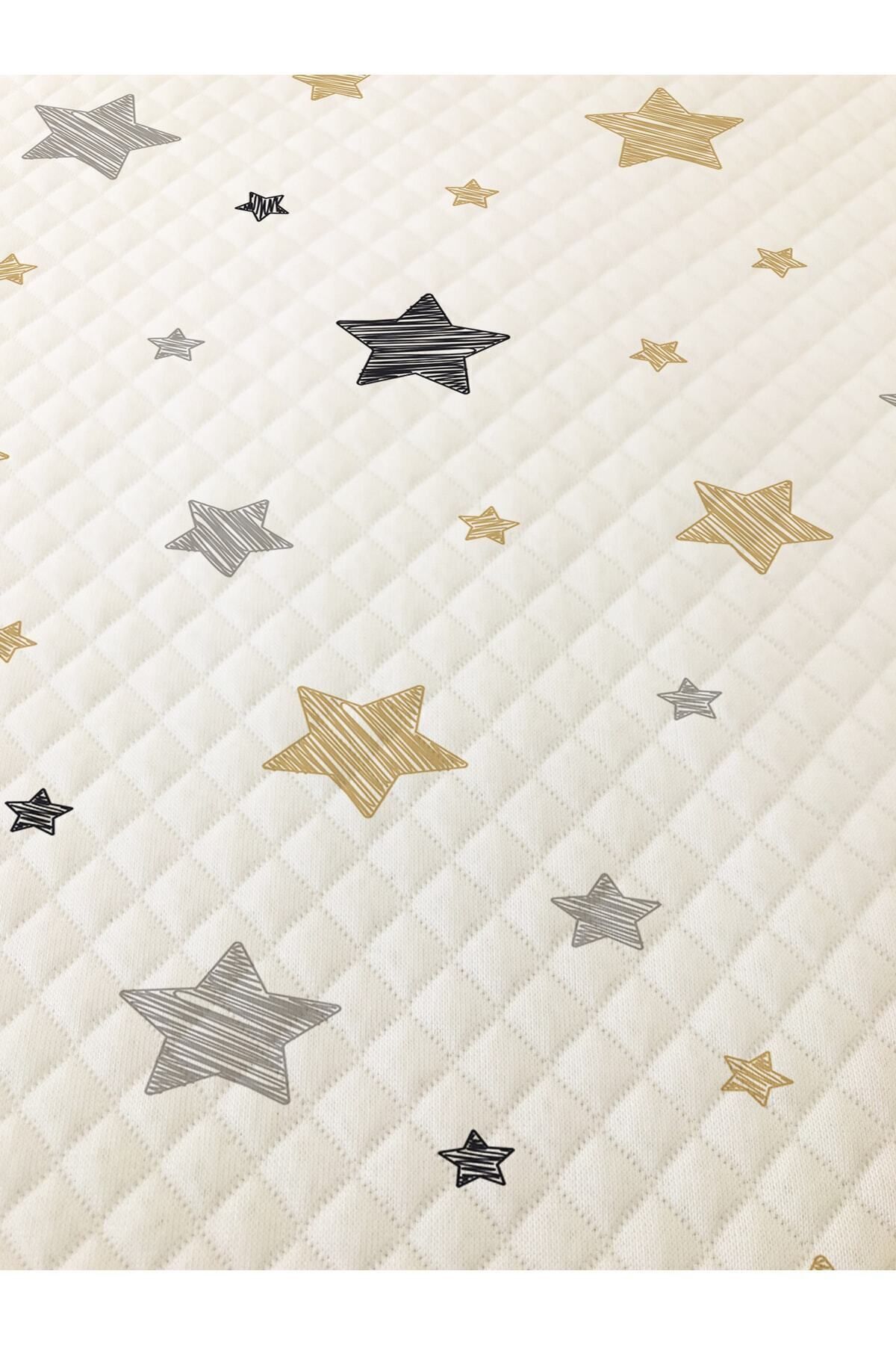 Evmila Yıldız Desenli Bebek Ve Çocuk Baskılı Tek Kişilik Pike Takımı 160x230 Beyaz fotoğrafı 4 (önizleme)