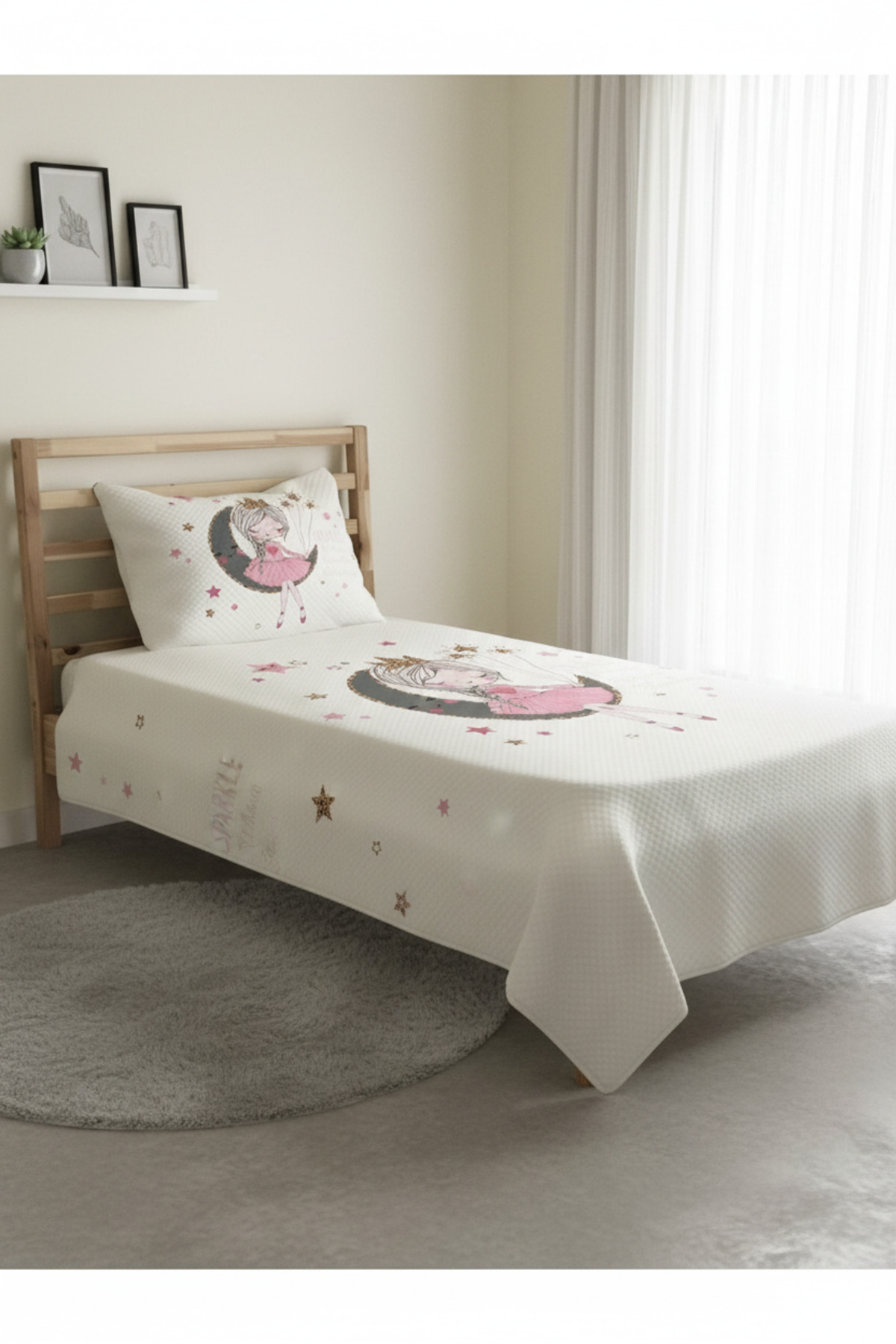 Evmila Aykız Desenli Bebek Ve Çocuk Baskılı Tek Kişilik Pike Takımı 160x230 Beyaz fotoğrafı 5 (önizleme)