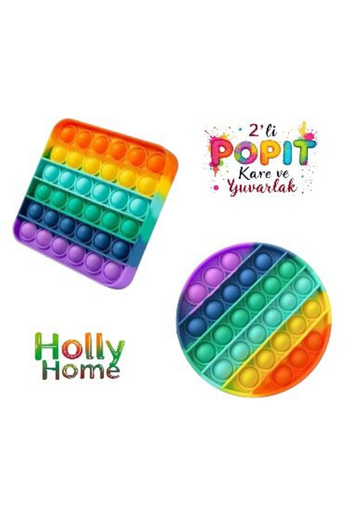 2-Piece Pop It Square-Octagonal Sensory Toy Mental Development Stress Popit 2 Pcs