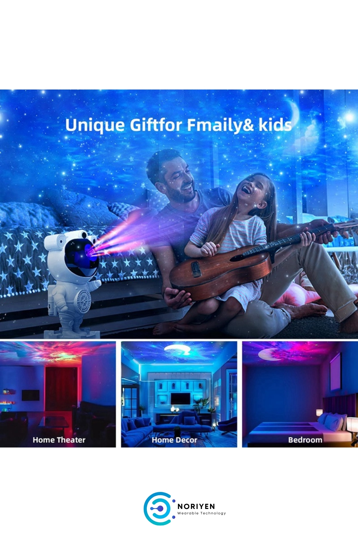 Astronot Projektör Led Işık Lazer Galaxy 360 Yıldız Projeksiyon Aurora Bulutsusu Çocuk Gece Lambası