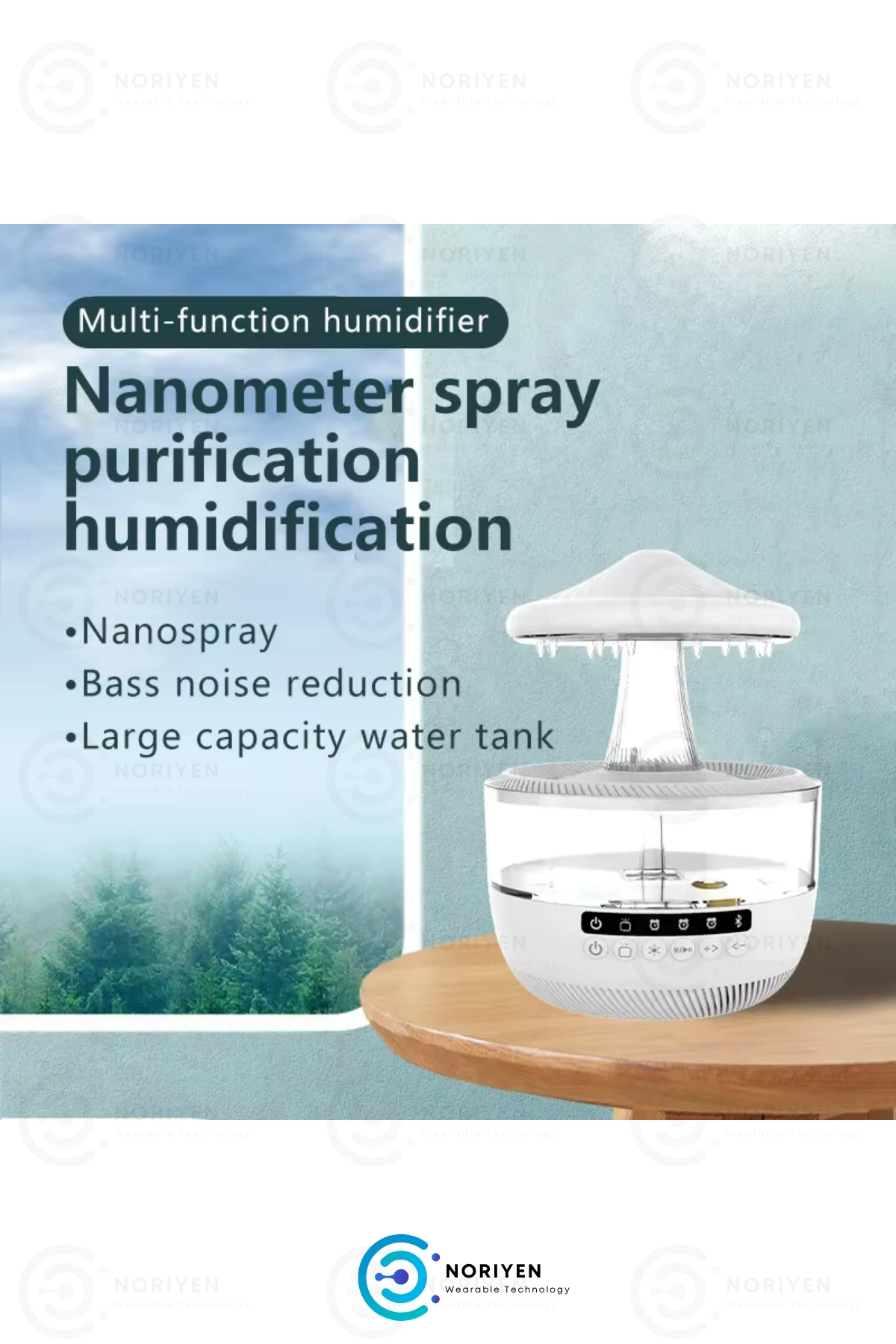 Mantar Yağmur Damlası Relaxing Ultrasonik Aroma Difüzör Buhar Makinesi Hoparlör Hava Nemlendirici