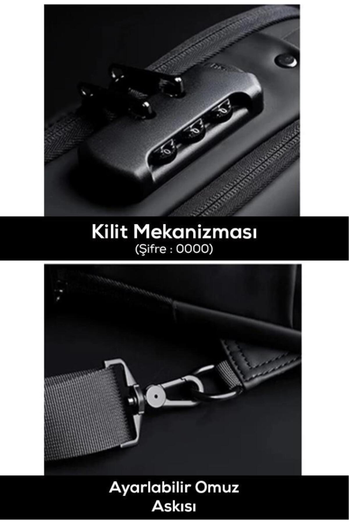 MUJGAN Gri Powerbank Özellikli Şifreli Çanta görsel 7