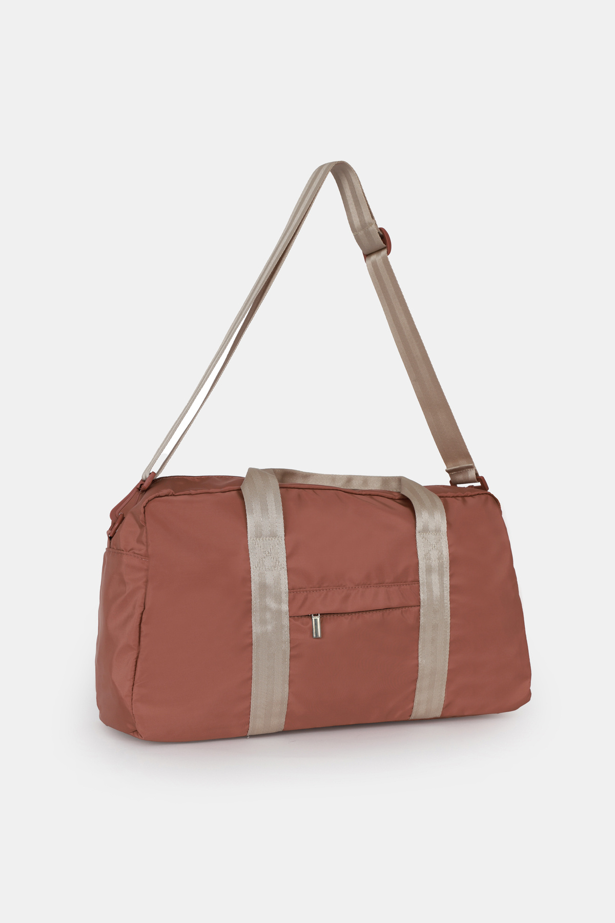 ICONE BAG Pudra Renk Kadın & Erkek Spor Çantası, Paraşüt Kumaş Önü Cepli Unisex Spor Fitness Gym Çantası görsel 3