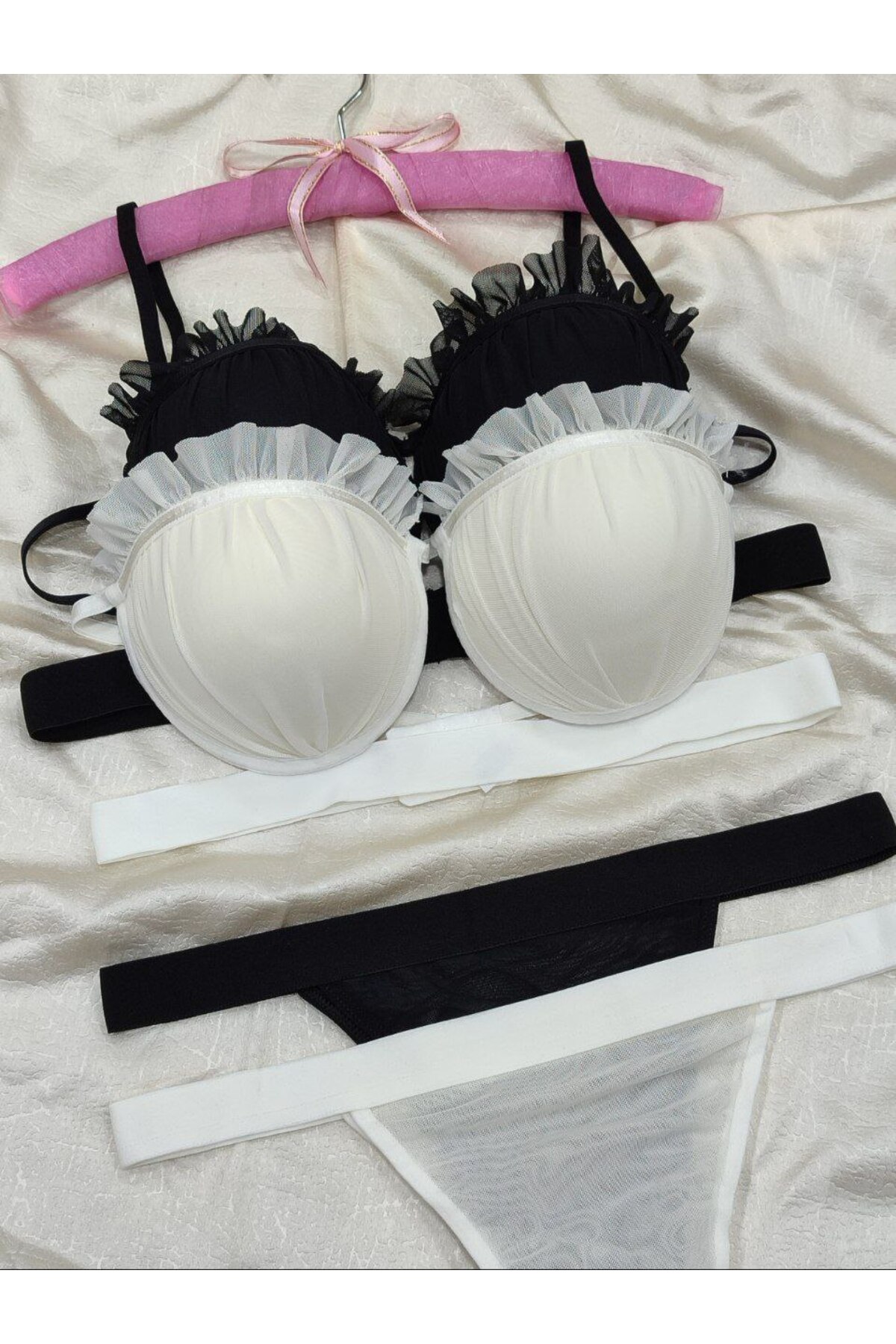 Oyster Model Fully Padded Supported Bra Panty Set Double - Women's Underwear
