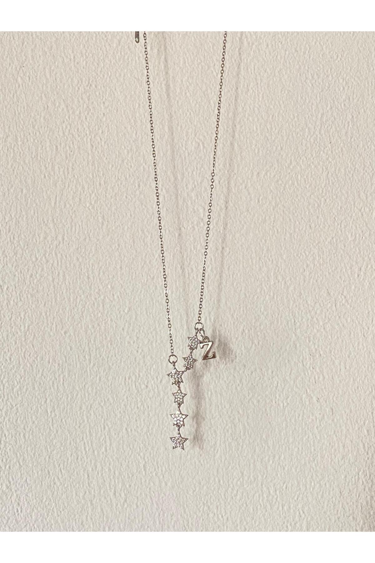 bijoux uniques Kayan Yıldız Harfli Çelik Kolye