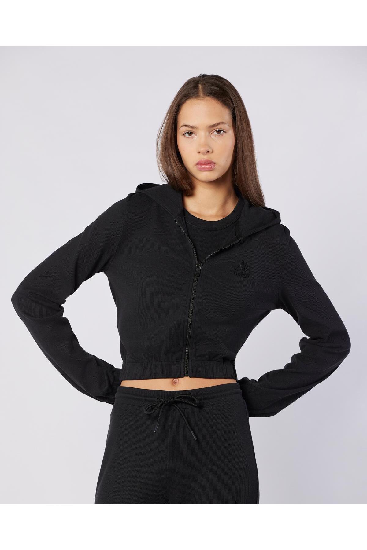 Kappa Leda Full Zip Kadın Siyah Regular Fermuarlı Eşofman Üstü görsel 3