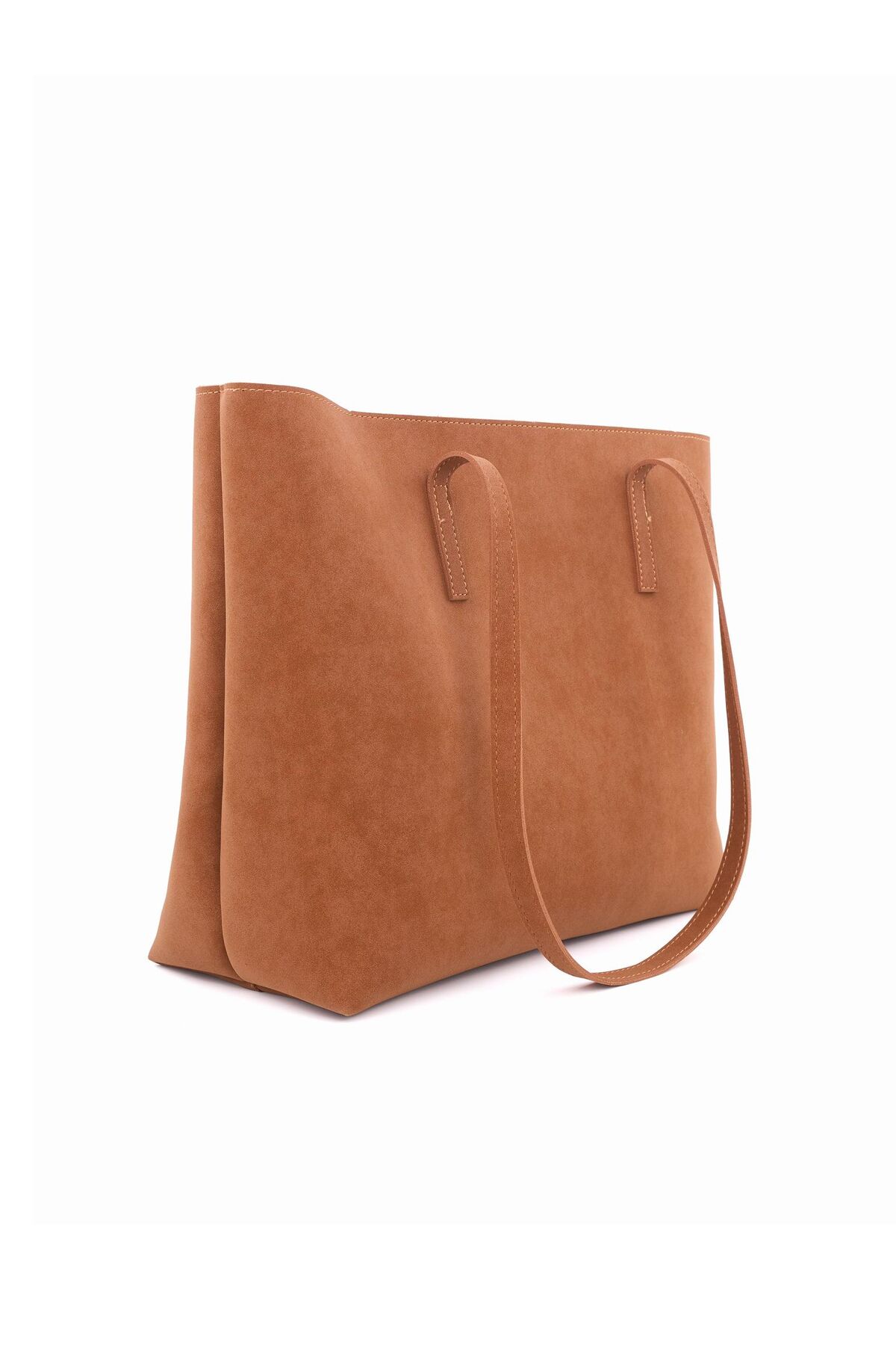 LUNE Women's Nubuck Waterproof Large Size Large Volume Hand and Shoulder Bag Tan