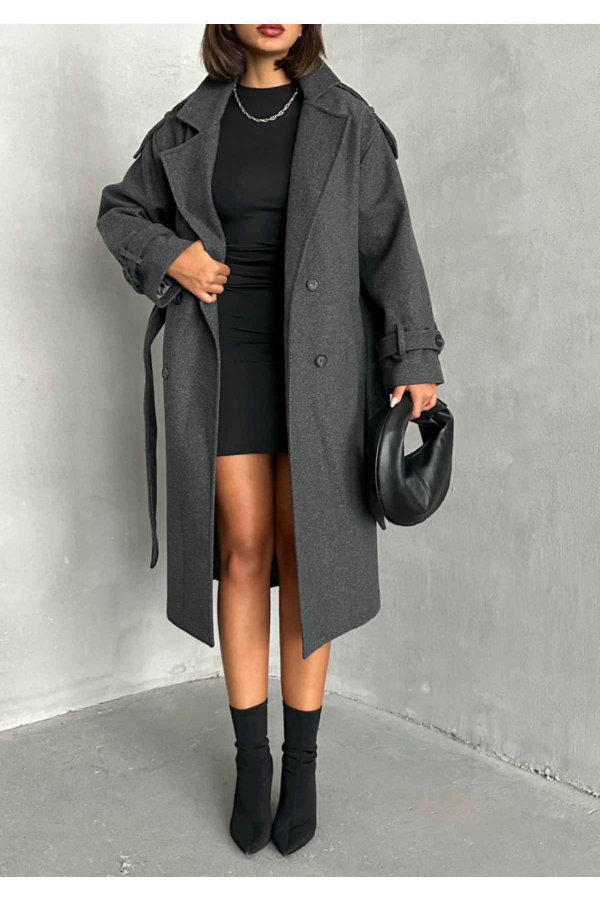 Zeynep Öykü Style Kadın Oversize Kaşe Kaban görsel 6