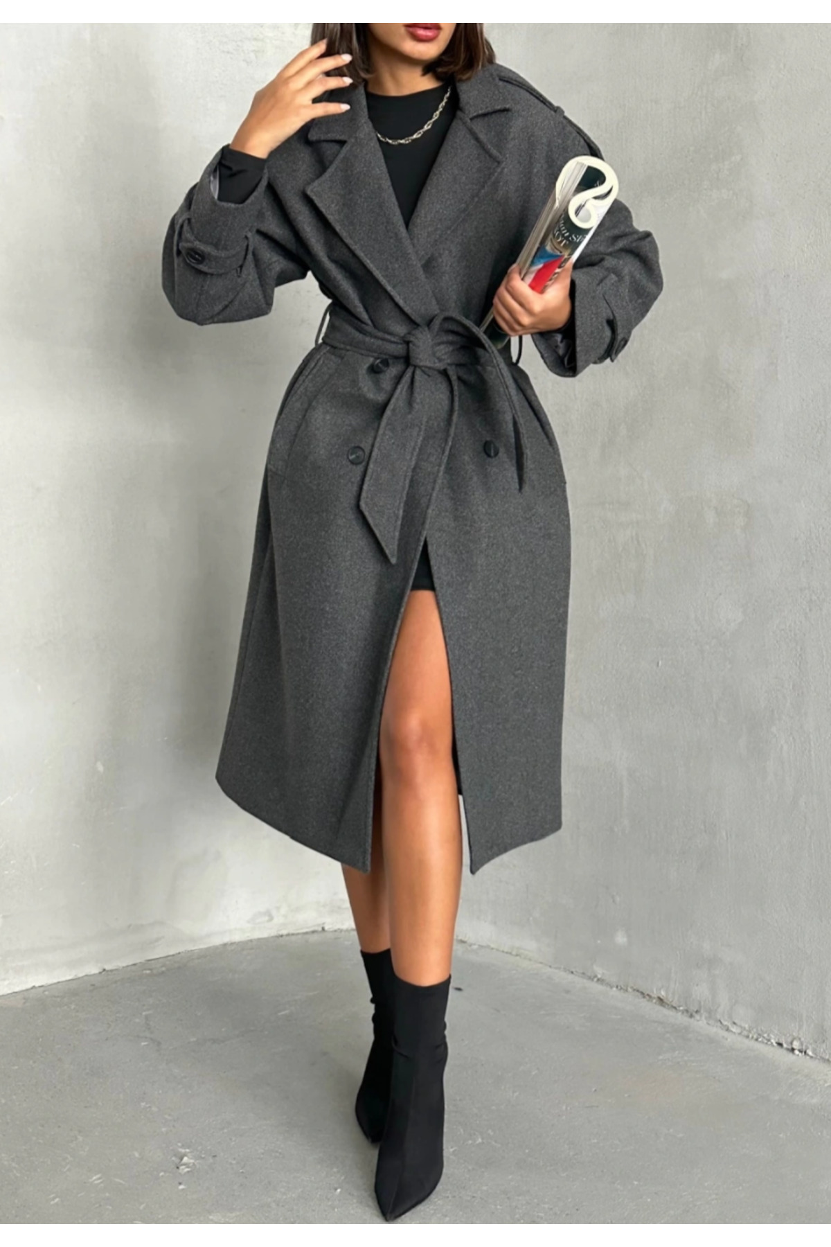 Zeynep Öykü Style Kadın Oversize Kaşe Kaban görsel 5