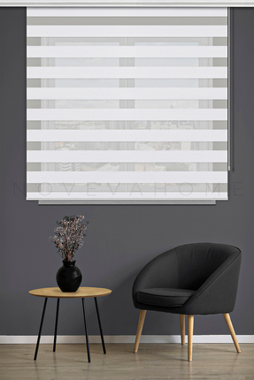 Noveva Home Bambu 1000 Beyaz Zebra Stor Perde Ofis Mutfak Camı Çocuk Odası Ya...