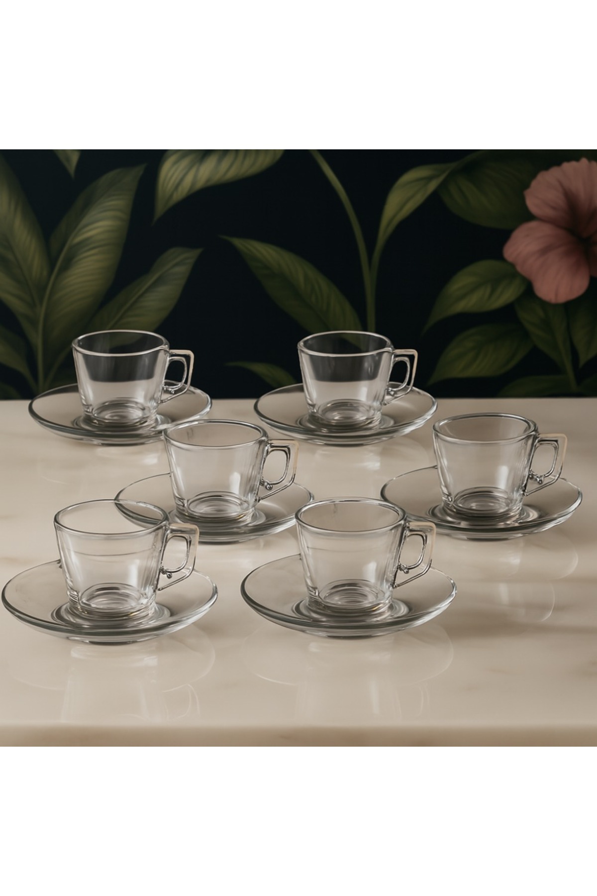 طقم أكواب إسبريسو زجاجي 12 قطعة بتصميم عصري – شفاف...