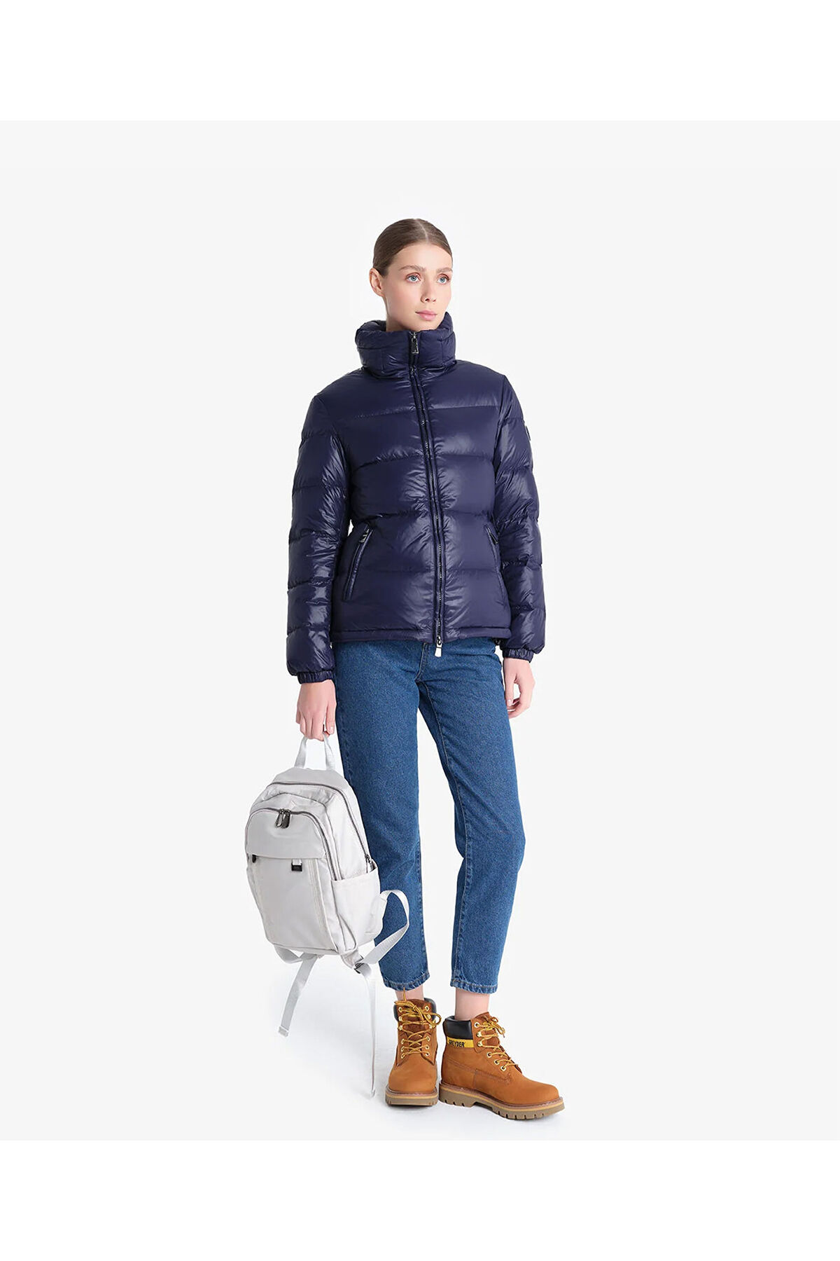 Greyder  Kadın Parlak İndigo Suya Dayanıklı Kaz Tüyü Mont 4K2TM84014 - Görsel 5