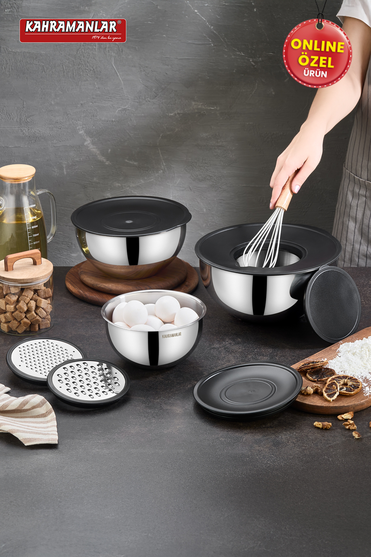 Kahramanlar Chef Mix 9 Parça Rendeli Karıştırma Ve Saklama Kabı