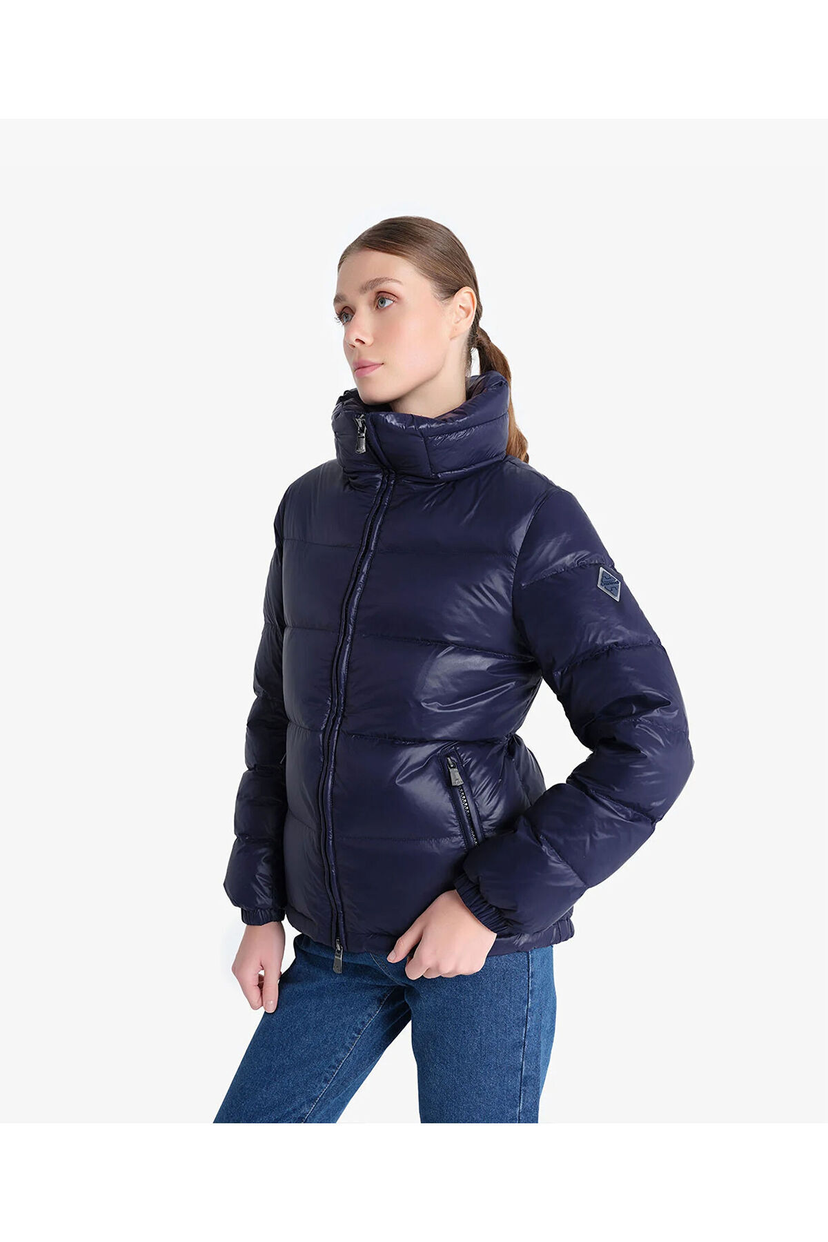 Greyder  Kadın Parlak İndigo Suya Dayanıklı Kaz Tüyü Mont 4K2TM84014 - Görsel 4